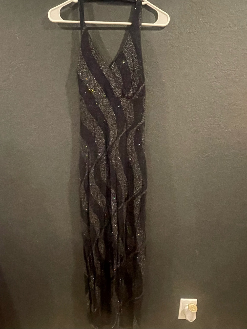 Elegant Black Sequin Halter Maxi Dress